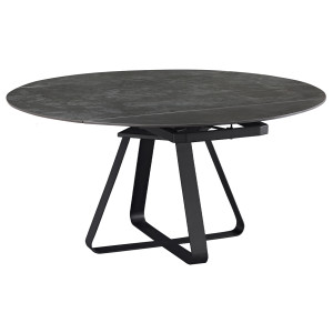 Table de repas extensible en céramique gris anthracite - 90/150 cm - GERMAIN