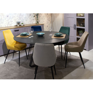 Table de repas extensible en céramique gris anthracite - 90/150 cm - GERMAIN