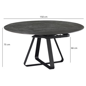 Table de repas extensible en céramique gris anthracite - 90/150 cm - GERMAIN