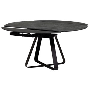 Table de repas extensible en céramique gris anthracite - 90/150 cm - GERMAIN