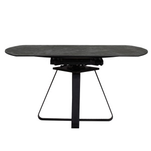 Table de repas extensible en céramique gris anthracite - 90/150 cm - GERMAIN