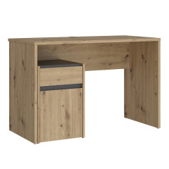 Bureau avec caisson amovible effet bois et gris foncé - L110 CM - KIARA