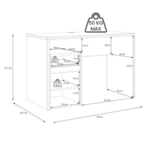 Bureau avec caisson amovible effet bois et gris foncé - L110 CM - KIARA