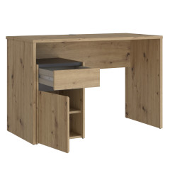 Bureau avec caisson amovible effet bois et gris foncé - L110 CM - KIARA