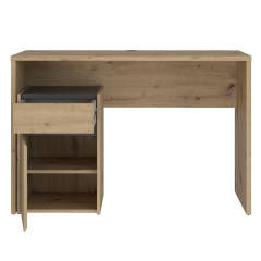 Bureau avec caisson amovible effet bois et gris foncé - L110 CM - KIARA