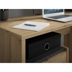 Bureau avec caisson amovible effet bois et gris foncé - L110 CM - KIARA