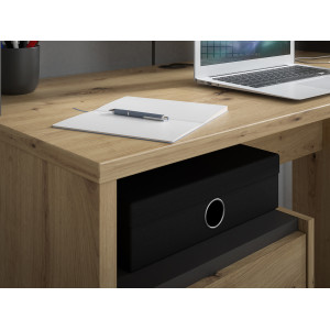 Bureau avec caisson amovible effet bois et gris foncé - L110 CM - KIARA