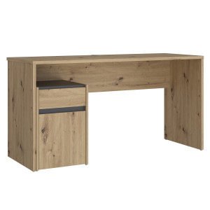 Bureau avec caisson amovible effet bois et gris foncé - L140 CM - KIARA