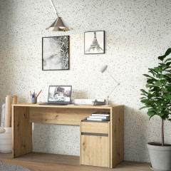 Bureau avec caisson amovible effet bois et gris foncé - L140 CM - KIARA