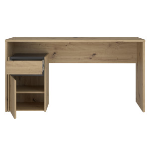 Bureau avec caisson amovible effet bois et gris foncé - L140 CM - KIARA