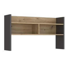 Sur-meuble de bureau avec rangements effet bois et gris foncé - L 110 CM -KIAKA