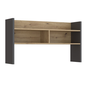 Sur-meuble de bureau avec rangements effet bois et gris foncé - L 110 CM -KIAKA