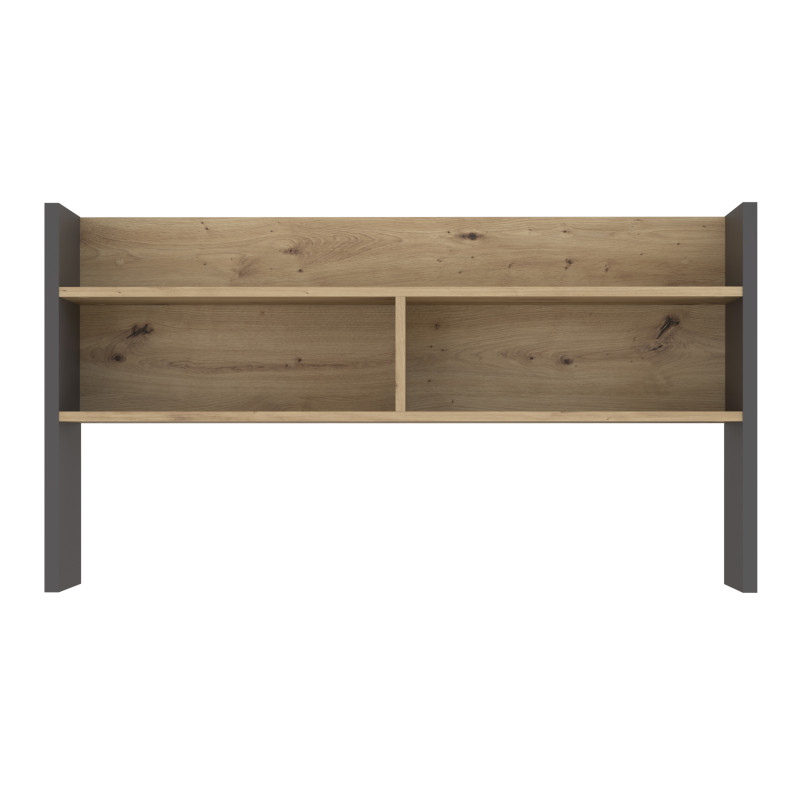 Sur-meuble de bureau avec rangements effet bois et gris foncé - L 110 CM -KIAKA