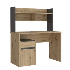 Sur-meuble de bureau avec rangements effet bois et gris foncé - L 110 CM -KIAKA