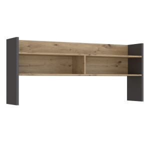 Sur-meuble de bureau avec rangements effet bois et gris foncé - L 140 CM -KIAKA