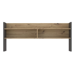 Sur-meuble de bureau avec rangements effet bois et gris foncé - L 140 CM -KIAKA