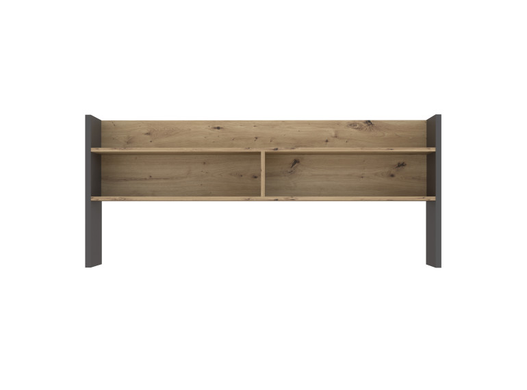 Sur-meuble de bureau avec rangements effet bois et gris foncé - L 140 CM -KIAKA