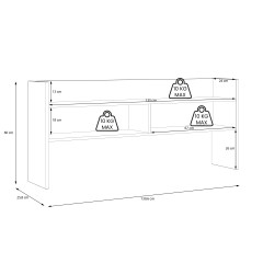 Sur-meuble de bureau avec rangements effet bois et gris foncé - L 140 CM -KIAKA