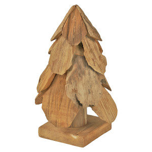 Sapin de 30 cm de haut en Teck - Naturel et Rustique - GONA