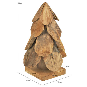 Sapin de 30 cm de haut en Teck - Naturel et Rustique - GONA