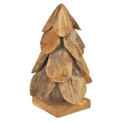 Sapin de 30 cm de haut en Teck - Naturel et Rustique - GONA